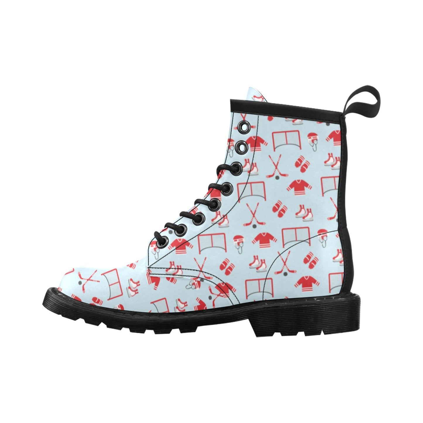 Hockey Red Equipment Print Design LKS305 Women's Boots