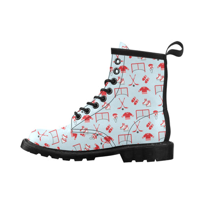 Hockey Red Equipment Print Design LKS305 Women's Boots