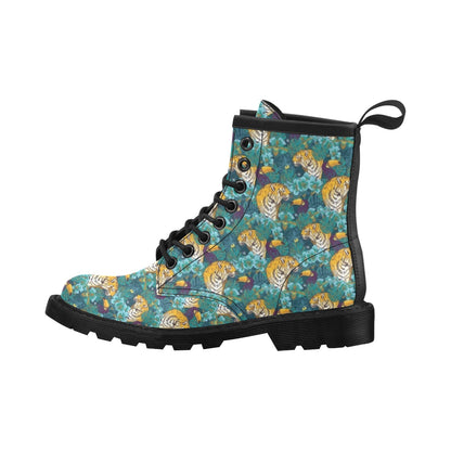 Tiger Tropical Print Design LKS301 Women's Boots