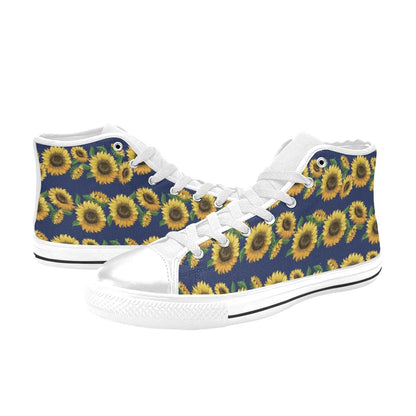 Sunflower Print Design LKS307 High Top Women's White Shoes