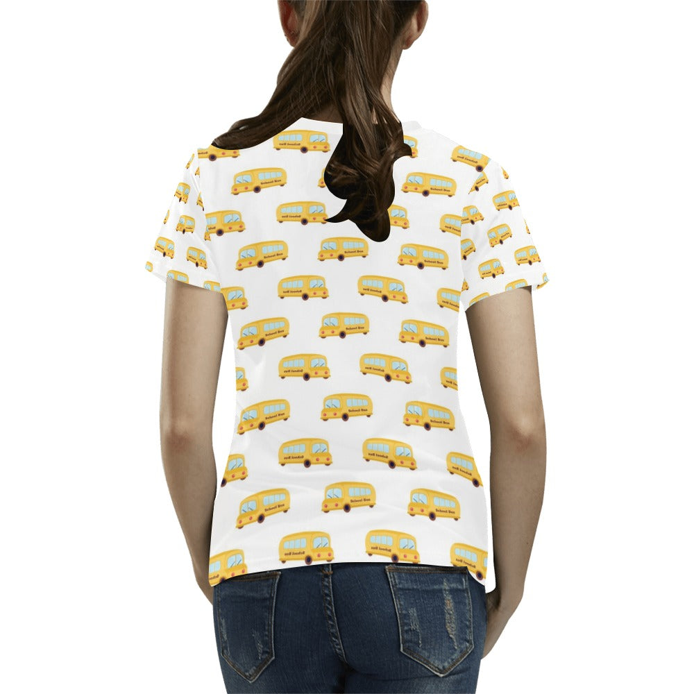 School Bus Print Design LKS306 Women's  T-shirt