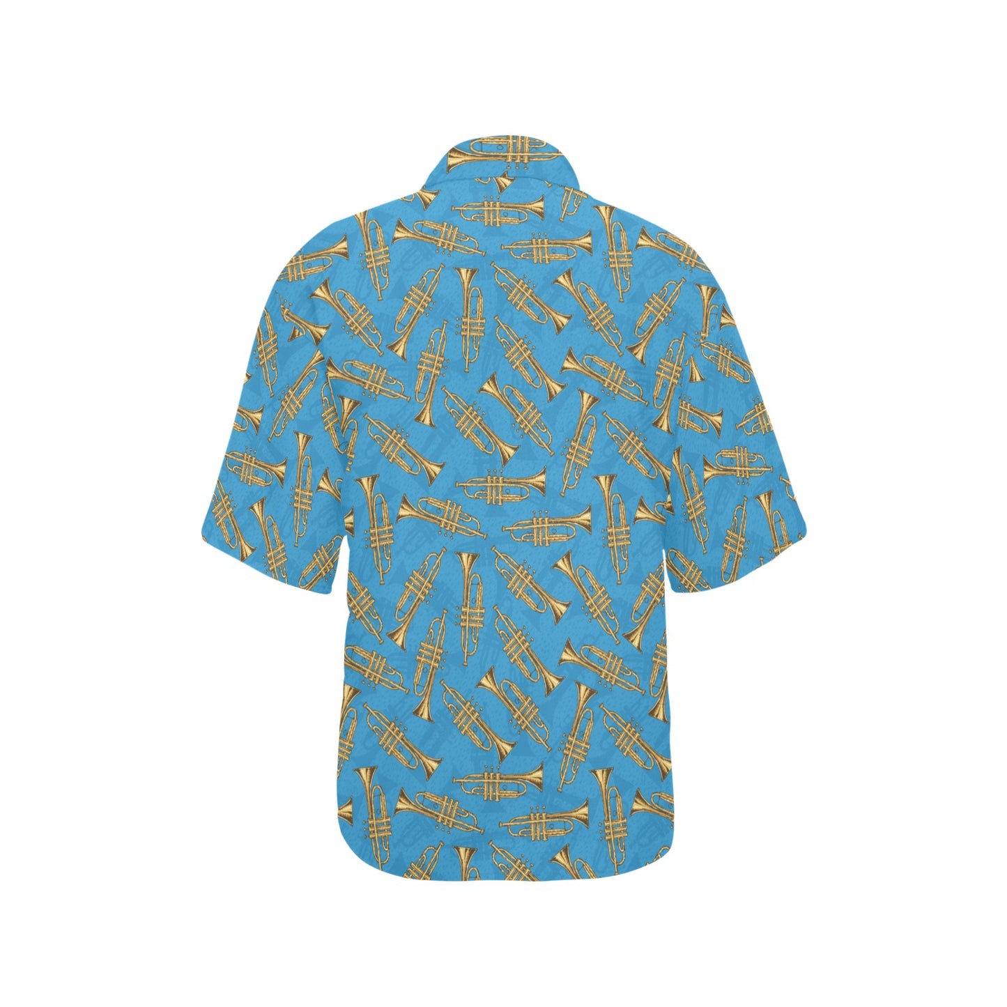 Trumpet Golden Pattern Themed Print Women's Hawaiian Shirt