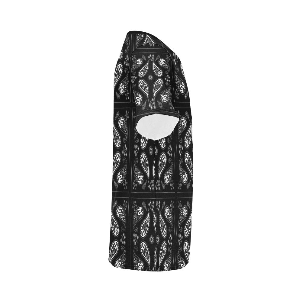 Bandana Paisley Black Print Design LKS308 Men's All Over Print T-shirt