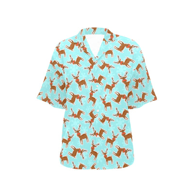 Reindeer Print Design LKS403 Women's Hawaiian Shirt