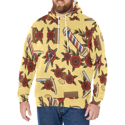 Barber Tattoo Style Design Print Pattern JJ005 Men's Pullover Hoodie