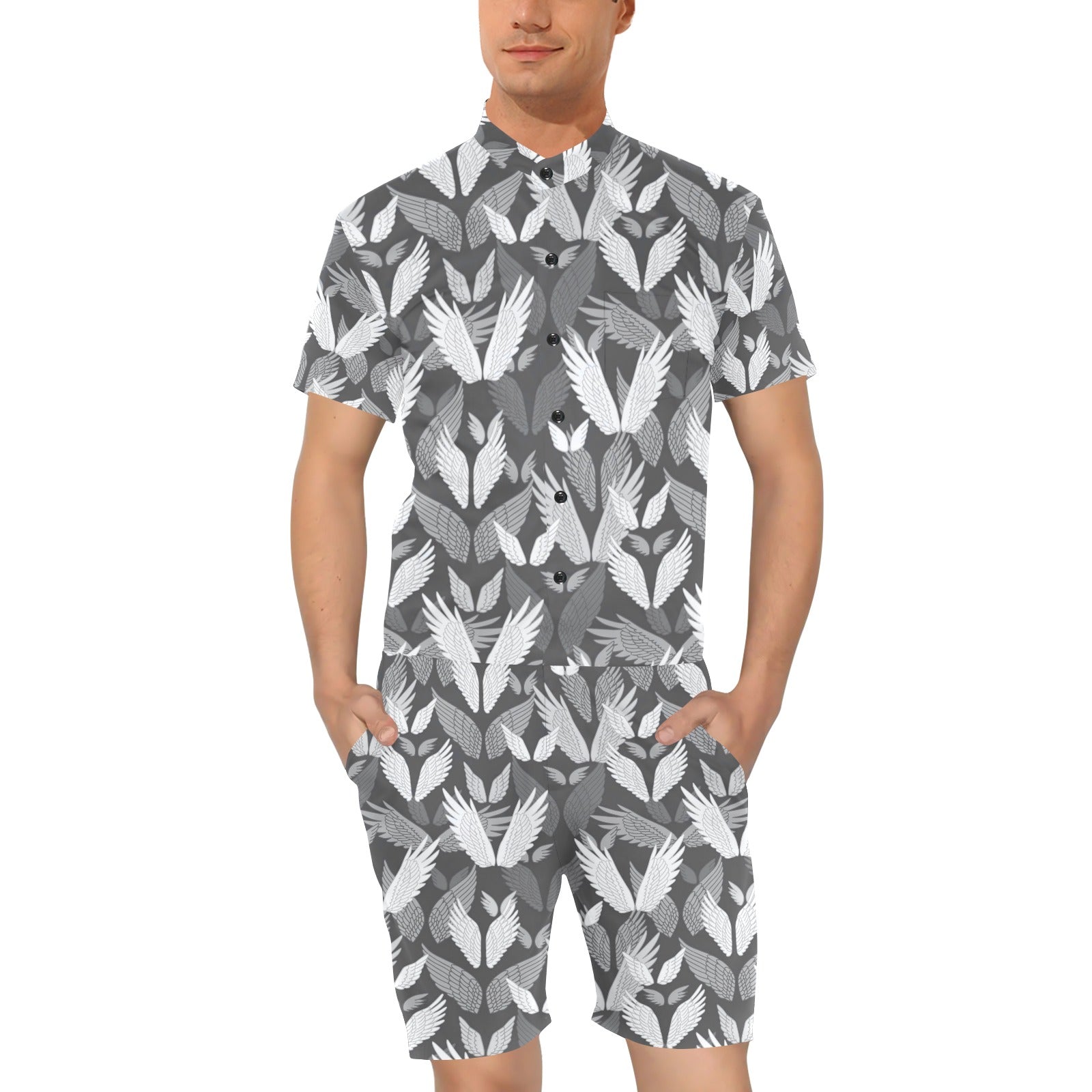 Angel Wings Pattern Design Themed Print Men's Romper