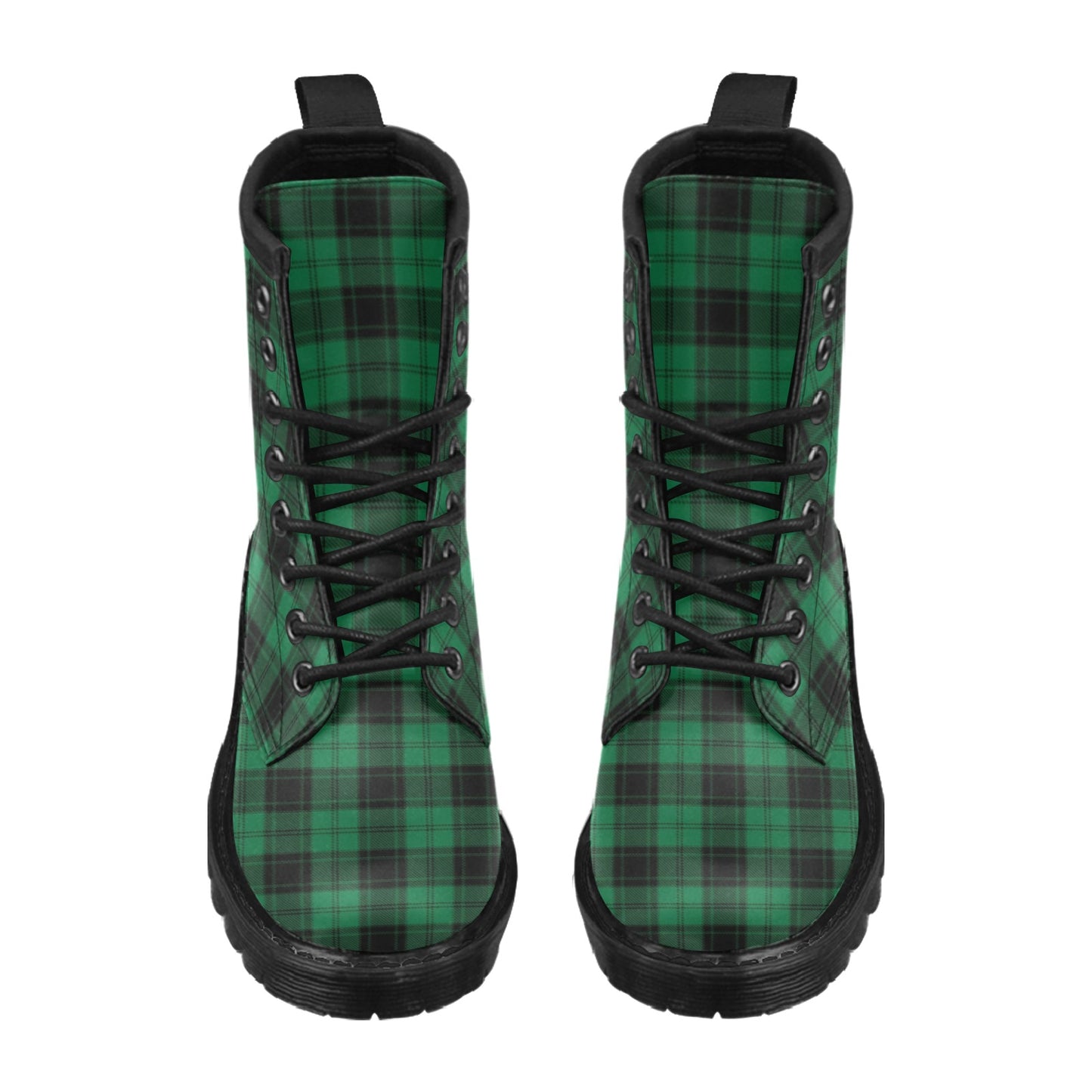 Tartan Green Print Design LKS302 Women's Boots