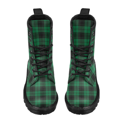 Tartan Green Print Design LKS302 Women's Boots