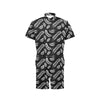 Feather Black White Design Print Men's Romper