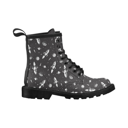 Space Rocket Print Design LKS303 Women's Boots