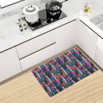 Barracuda with Folwer Pattern Print Design 01 Kitchen Mat