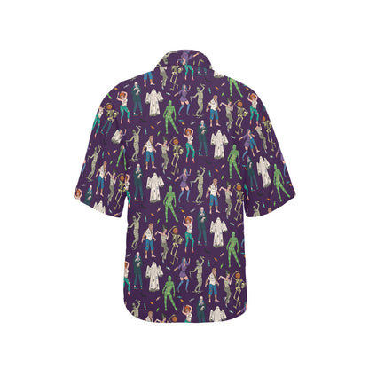 Creepy Zombie Print Design LKS302 Women's Hawaiian Shirt