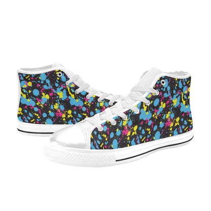 Splatter Colorful Print Design LKS301 High Top Women's White Shoes