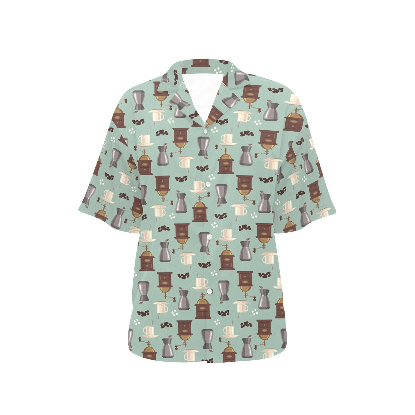 Coffee Pattern Print Design 04 Women's Hawaiian Shirt