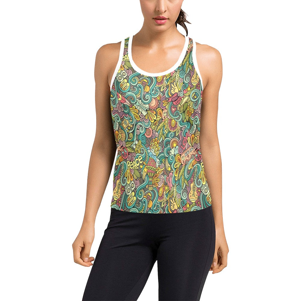 Hippie Print Design LKS302 Women's Racerback Tank Top