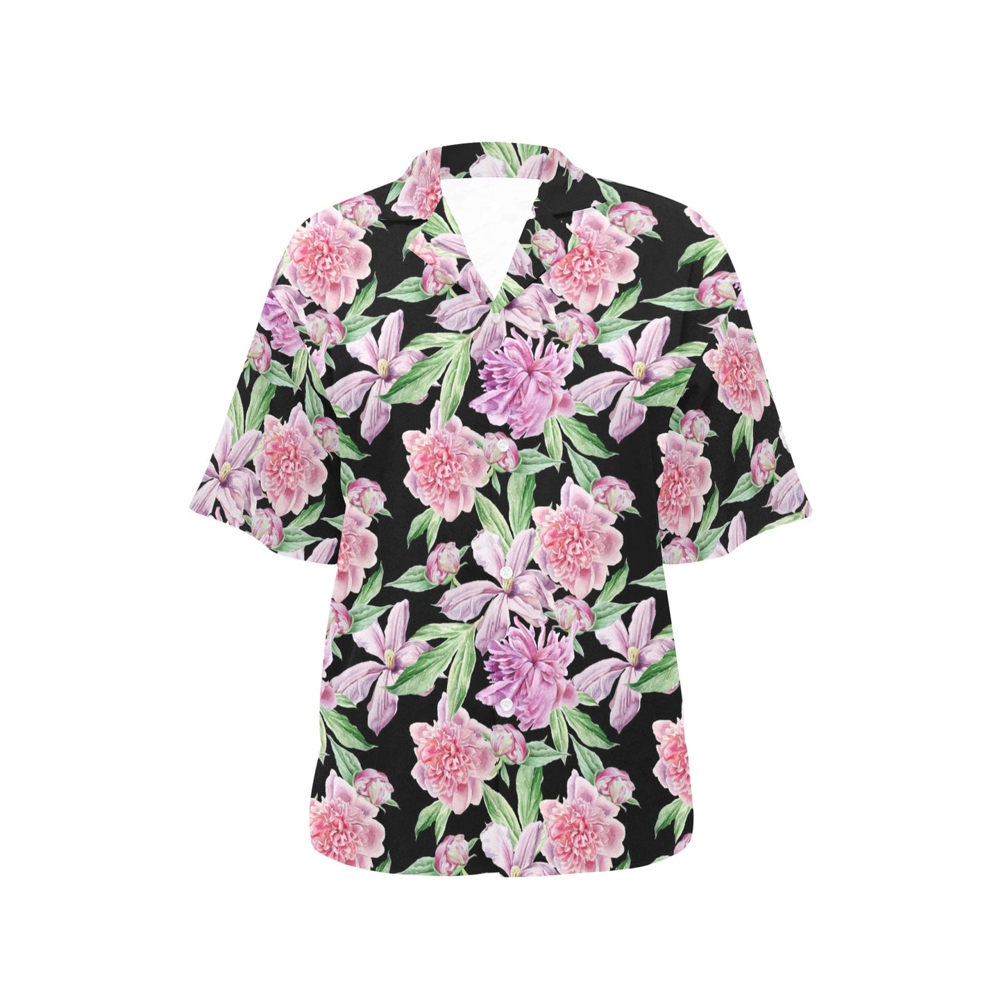 Peony Pattern Print Design PE08 Women's Hawaiian Shirt