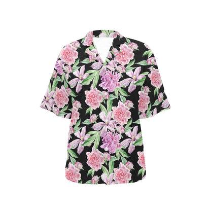 Peony Pattern Print Design PE08 Women's Hawaiian Shirt