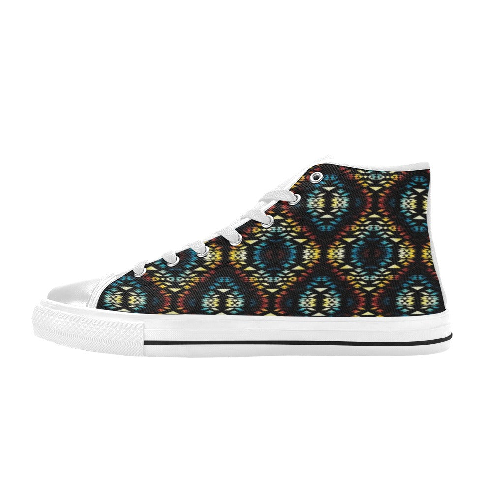 Tribal Pattern Print Design LKS309 High Top Women's White Shoes