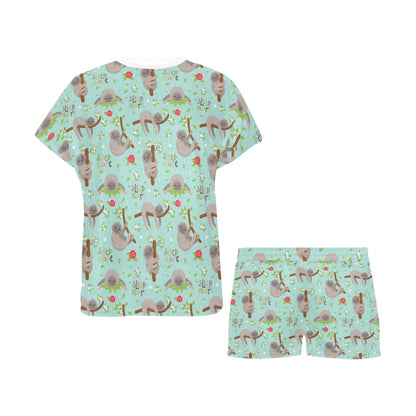 Sloth Print Design LKS305 Women's Short Pajama Set