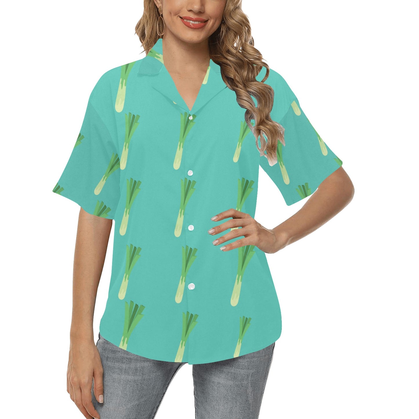 Leek Pattern Print Design 01 Women's Hawaiian Shirt