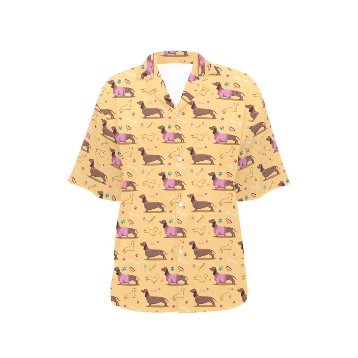 Dachshund Pattern Print Design 07 Women's Hawaiian Shirt