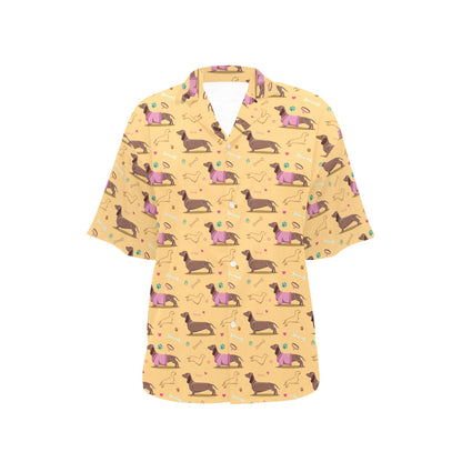 Dachshund Pattern Print Design 07 Women's Hawaiian Shirt