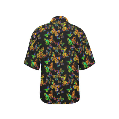 Butterfly Neon Color Print Pattern Women's Hawaiian Shirt