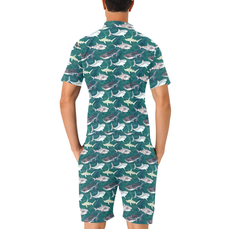 Shark Style Print Men's Romper