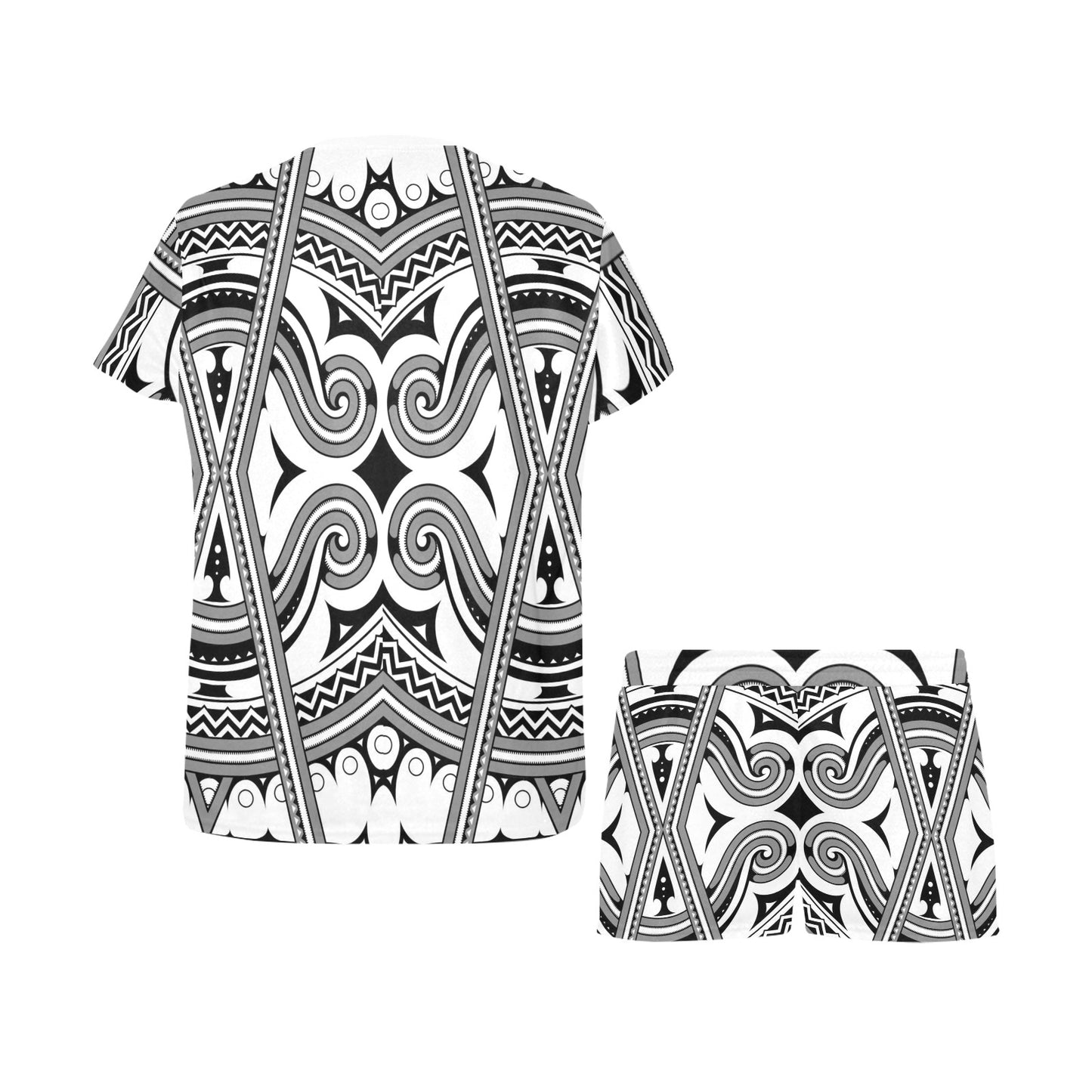 Samoan Pattern Print Design LKS302 Women's Short Pajama Set