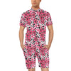 Flower Hawaiian Pink Red Hibiscus Print Men's Romper