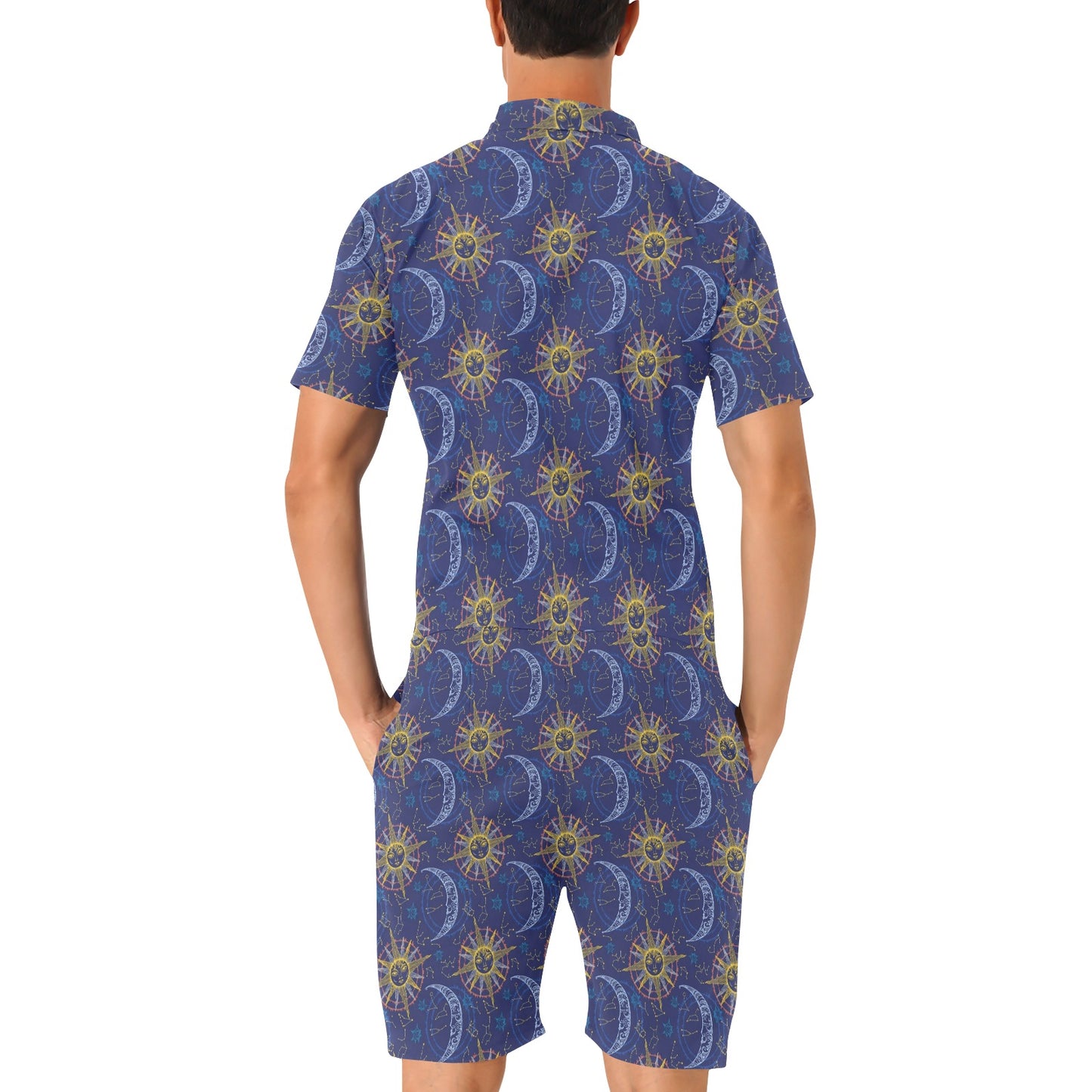 Celestial Moon Sun Pattern Print Design 01 Men's Romper