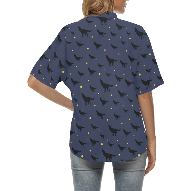 Wolf Print Design LKS301 Women's Hawaiian Shirt