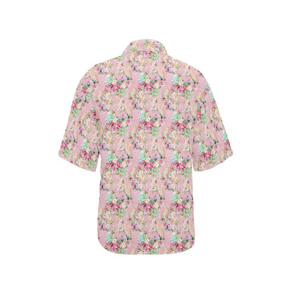 Unicorn Princess with Rose Women's Hawaiian Shirt