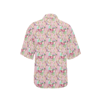 Unicorn Princess with Rose Women's Hawaiian Shirt