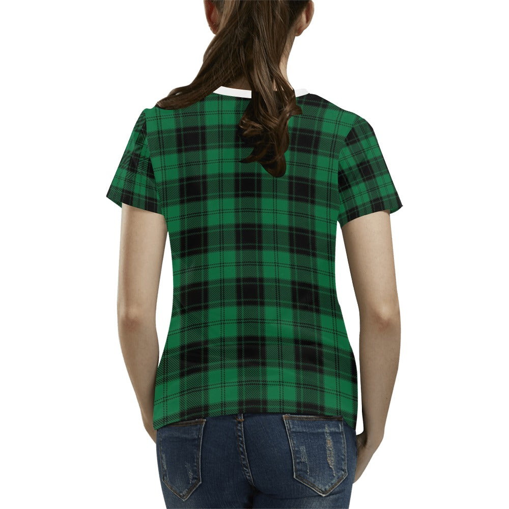 Tartan Green Print Design LKS302 Women's  T-shirt