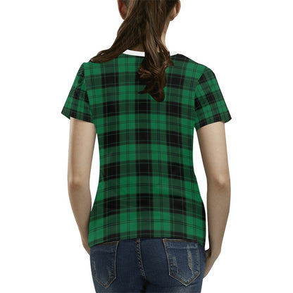 Tartan Green Print Design LKS302 Women's  T-shirt
