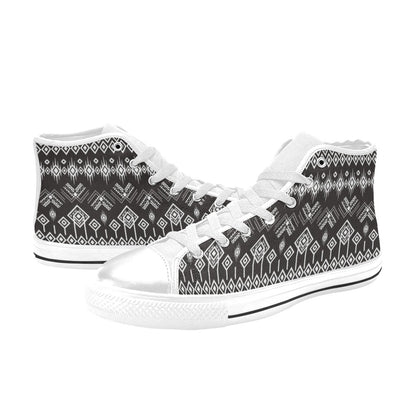 Tribal Pattern Print Design LKS304 High Top Women's White Shoes