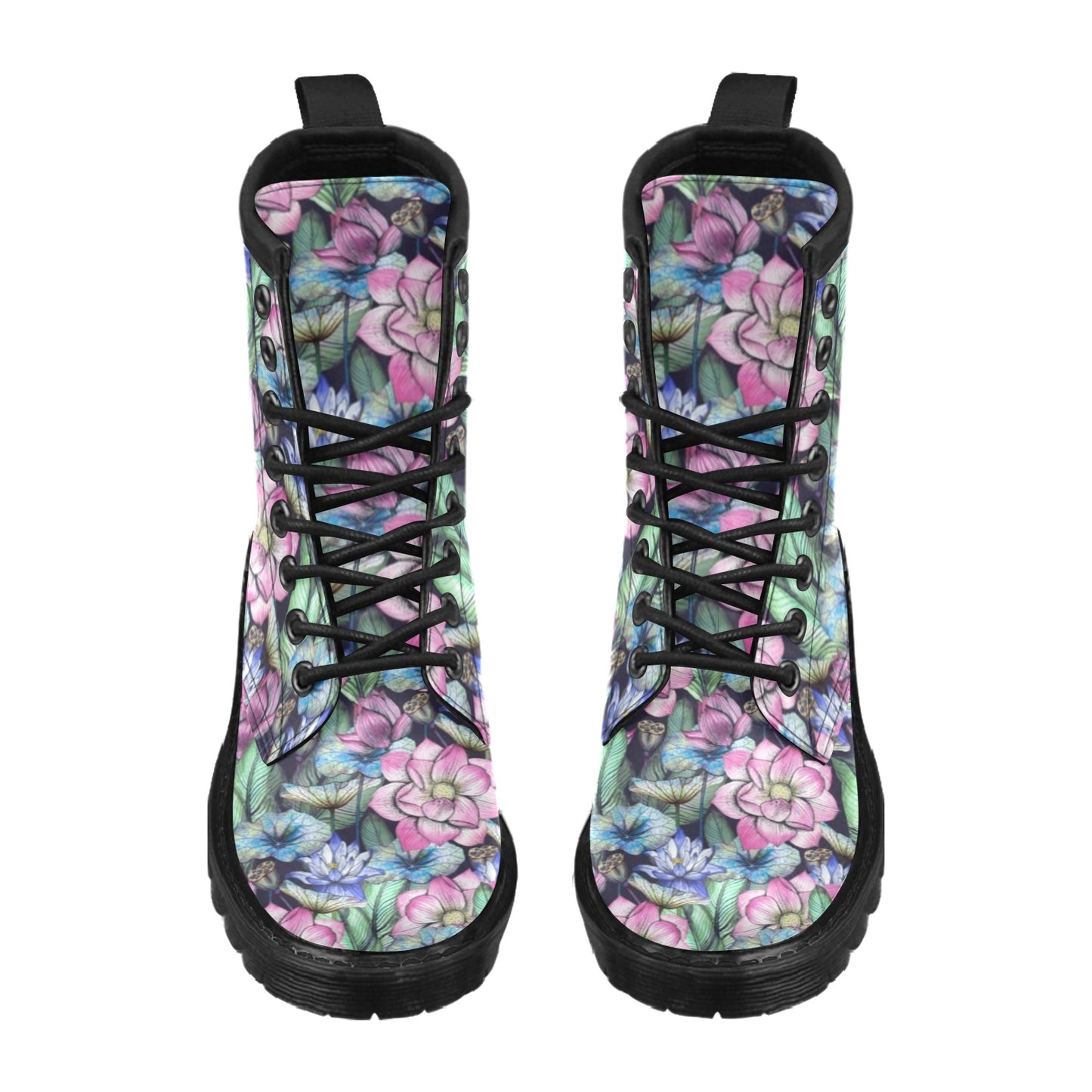 Water Lily Pattern Print Design WL07 Women's Boots