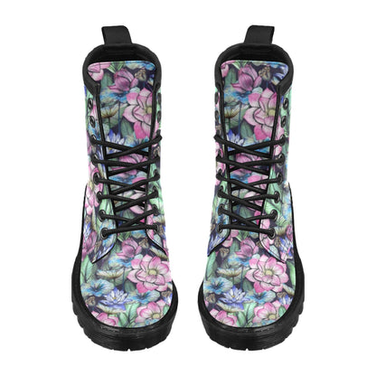 Water Lily Pattern Print Design WL07 Women's Boots