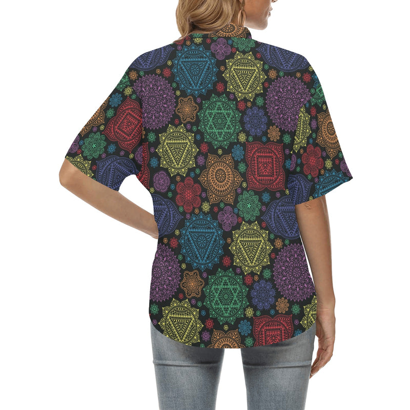 Chakra Mandala Print Pattern Women's Hawaiian Shirt