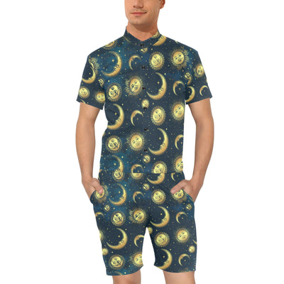 Gold Sun Moon Face Men's Romper