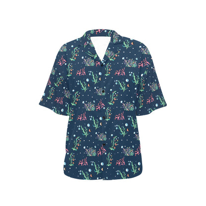 Seaweed Print Design LKS306 Women's Hawaiian Shirt