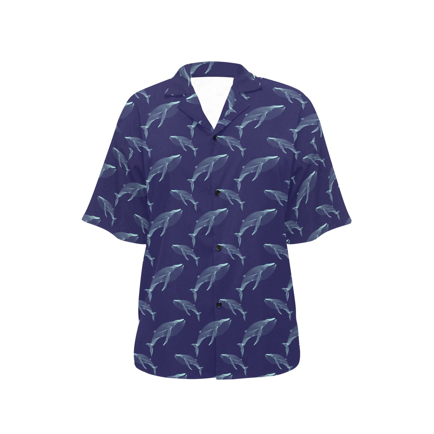 Blue Whale Print Design LKS402 Women's Hawaiian Shirt