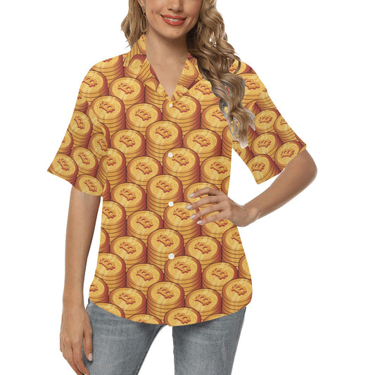 Bitcoin Pattern Print Design 02 Women's Hawaiian Shirt