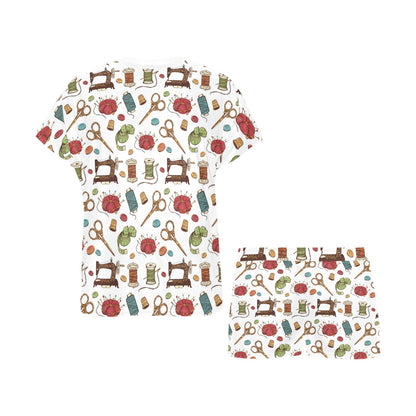Sewing Equipment Print Design LKS304 Women's Short Pajama Set