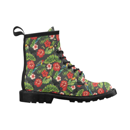 Hibiscus Red With Parrotprint Design LKS303 Women's Boots