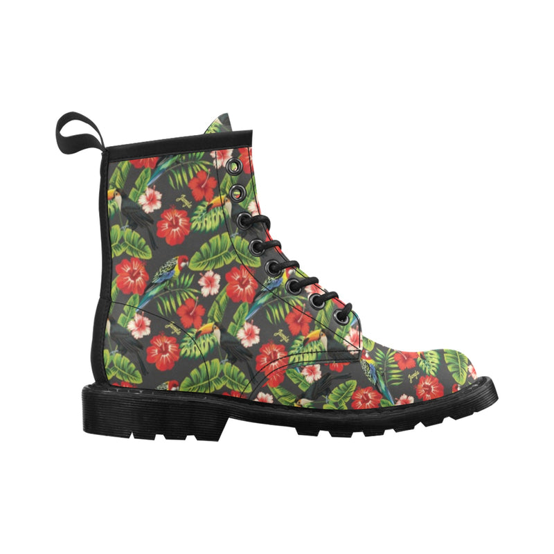 Hibiscus Red With Parrotprint Design LKS303 Women's Boots