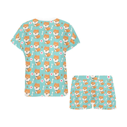Shiba Inu Print Design LKS3013 Women's Short Pajama Set