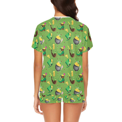 Shamrock Saint Patrick's Day Print Design LKS306 Women's Short Pajama Set