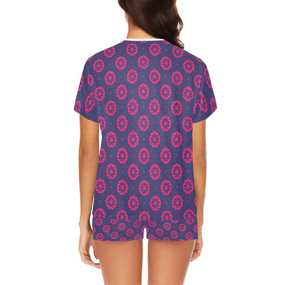 Water Lily Print Design LKS301 Women's Short Pajama Set